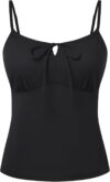 Belle Poque Women\’s Tie Front Spaghetti Strap Top Sexy Cutout Crop Tank Top Y2k Going Out Camisole