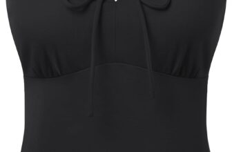 Belle Poque Women\’s Tie Front Spaghetti Strap Top Sexy Cutout Crop Tank Top Y2k Going Out Camisole