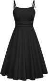 Belle Poque Summer Dress for Women Beach Spaghetti Strap A-Line Midi Sundress with Pockets