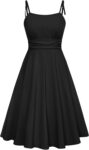 Belle Poque Summer Dress for Women Beach Spaghetti Strap A-Line Midi Sundress with Pockets