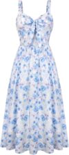 45%  Belle Poque Womens Summer Dresses Floral Corset Dress Tie Front Sweetheart Neckline Cottagecore