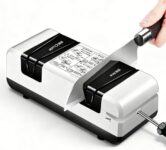 2-Stage Kitchen Electric Knife Sharpener with Brown Alumina Sharpening Wheels