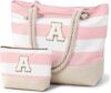 50% off Vavabox Initial Beach Tote Bag for Women,