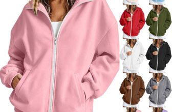 60% Womens Zip Up Sweatshirt Jacket Long Sleeve Stand Collar Coat
