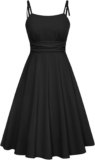 Belle Poque Summer Dress for Women Beach Spaghetti Strap A-Line Midi Sundress with Pockets