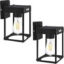 2 Pack Metal Solar Wall Lights with Clear Glass Shade