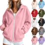 60% Womens Zip Up Sweatshirt Jacket Long Sleeve Stand Collar Coat